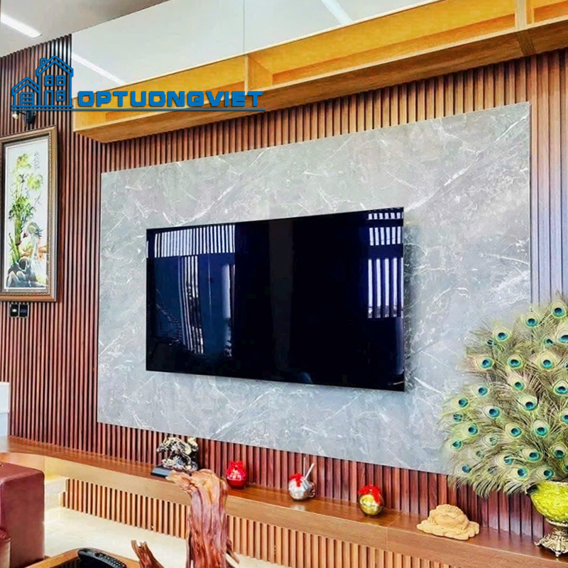 Lam sóng kết hợp PVC cho phòng khách đẹp