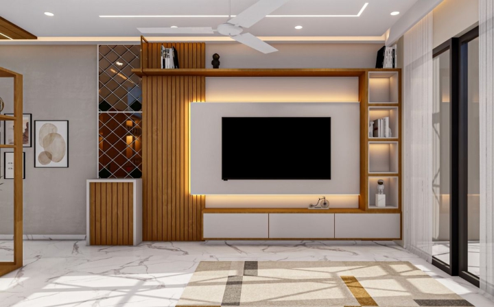 Thi công vách nano trang trí phòng khách